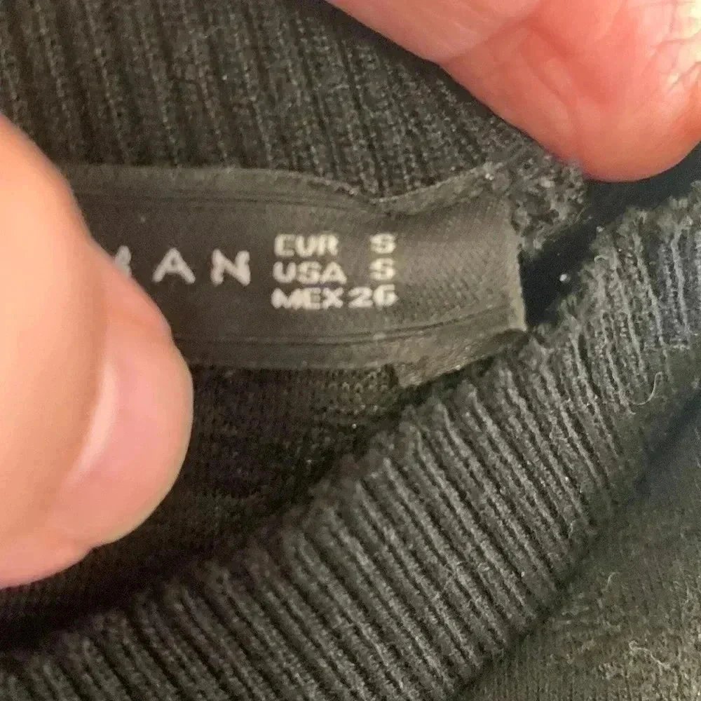 Zara Women brocade textured black, midi dress with  short sleeves - Picture 5 of 5